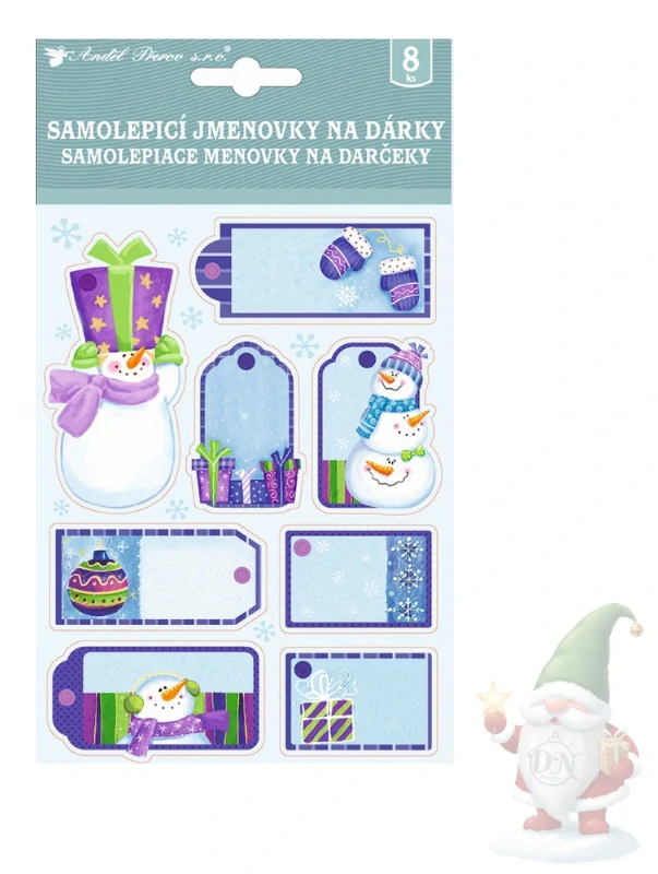 jmenovky na dárky 3D s glitry